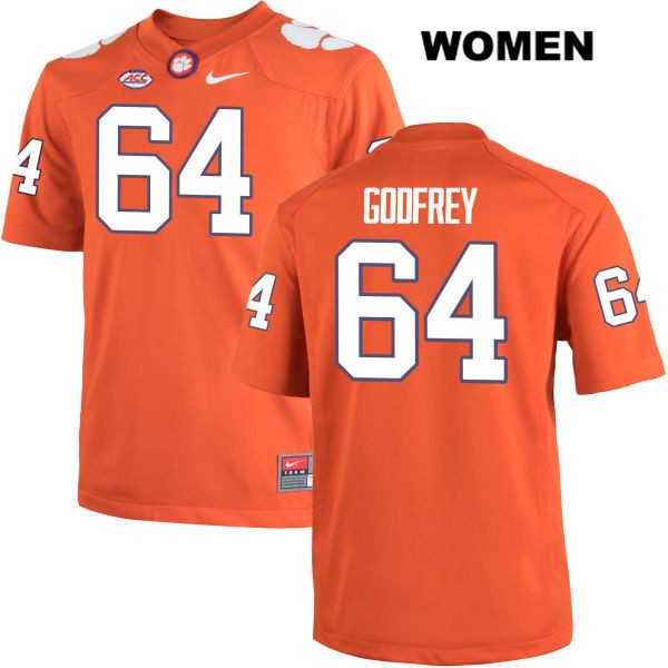 Women's Clemson Tigers #64 Pat Godfrey Stitched Orange Authentic Nike NCAA College Football Jersey WFQ2146MJ